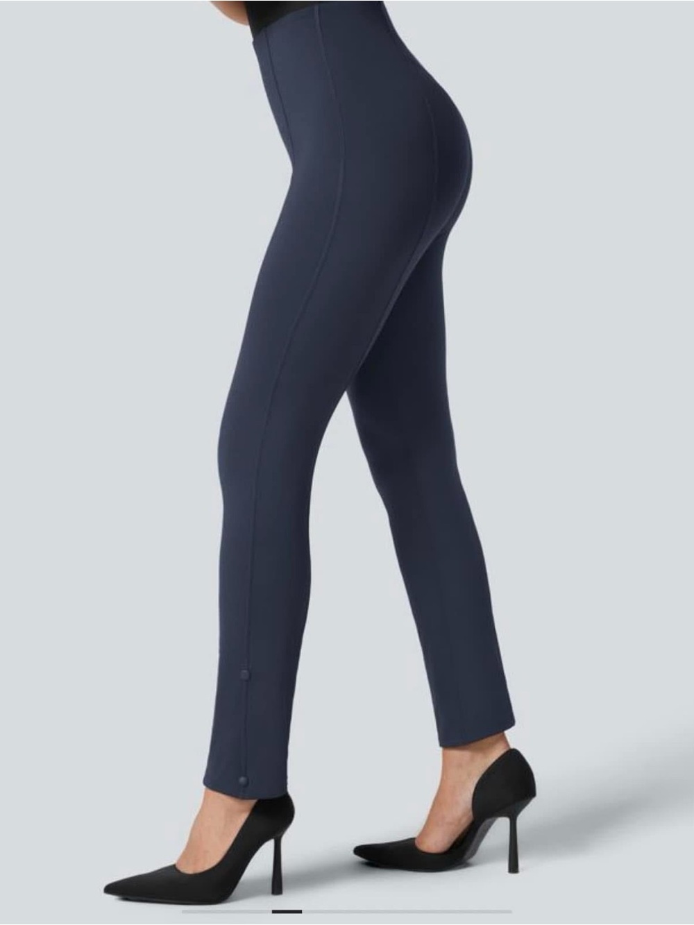 High-Waist olive green Slim Ponte Pants